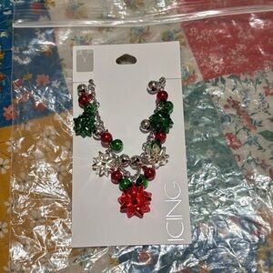 Icing Holiday Charm Necklace in Red, Green, and Silver